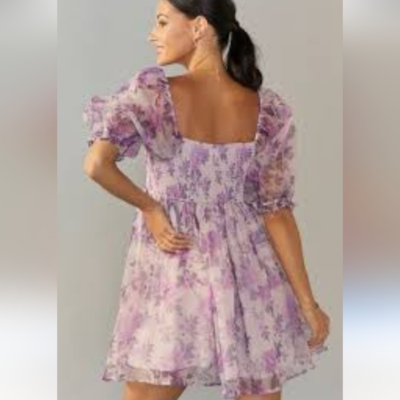 NWOT Francescas x Audrey Parks Penelope Lavender Floral Organza Babydoll Dress S - Picture 4 of 4